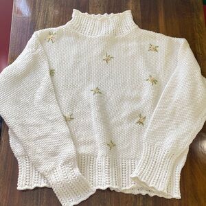 Find Me Now Cream Embroidered Mock Neck Women’s Sweater